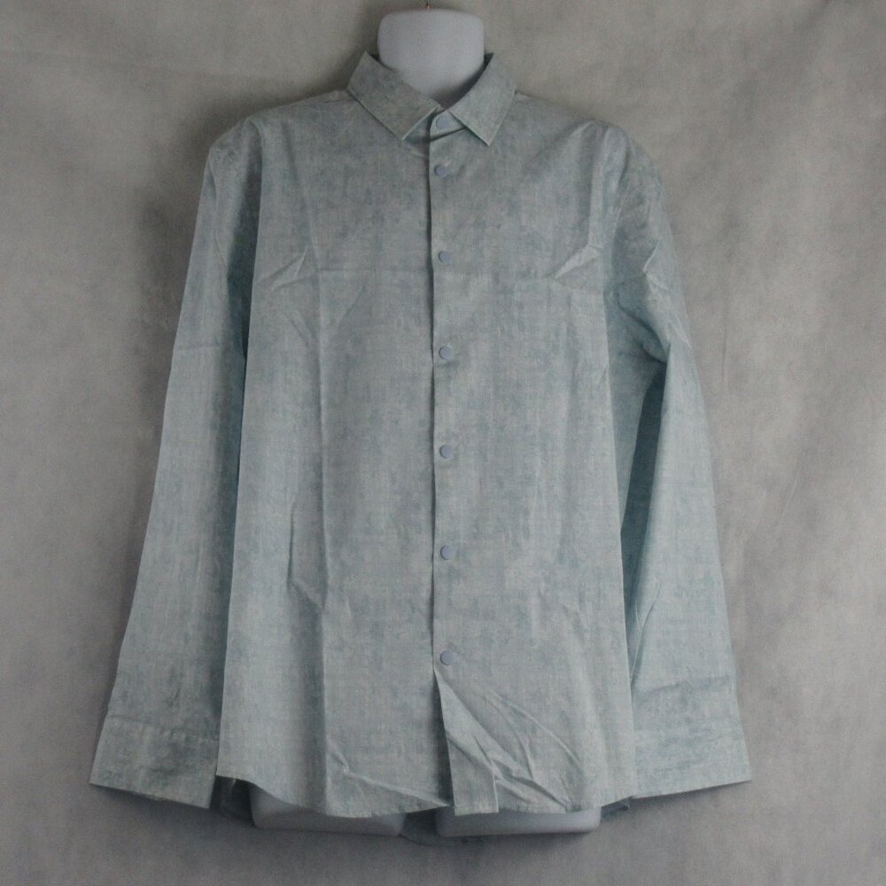 Alfani Men's Classic-Fit Snap Button-Front Shirt, Abstract Faded Blue, XL